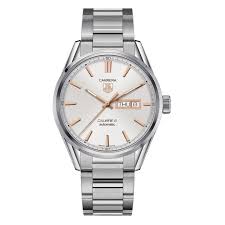 Tag Heuer Carrera Calibre 5 Silver Stainless Steel White Dial Automatic Watch for Gents - WAR201D.BA0723