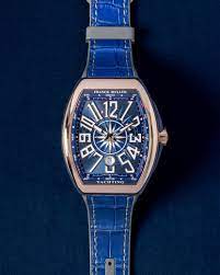 Franck Muller Vanguard Mens Automatic Date Blue Face Blue Rubber Strap Watch V 45 SC DT Yachting AC.BL