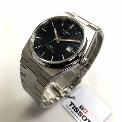 Tissot PRX Powermatic 80 Silver Stainless Steel Black Dial Automatic Watch for Men’s – T137.407.11.051.00